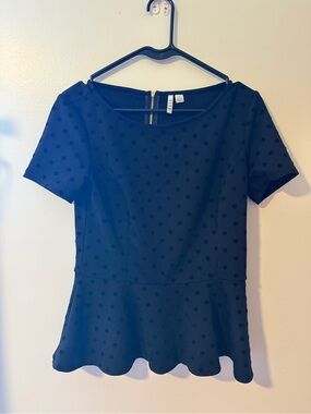 Elle Black Polka Dot Peplum Top